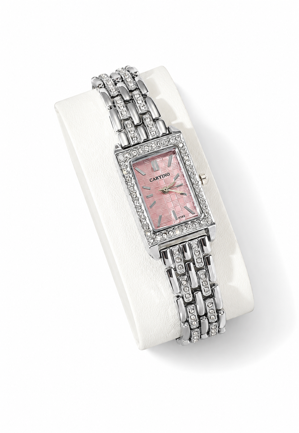 Montre Bijou Élégance Rose Argentée – Strass & Bracelet Acier Inoxydable