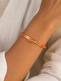 Acier Inoxydable - Bracelet Jonc H Élégance Orange Doré