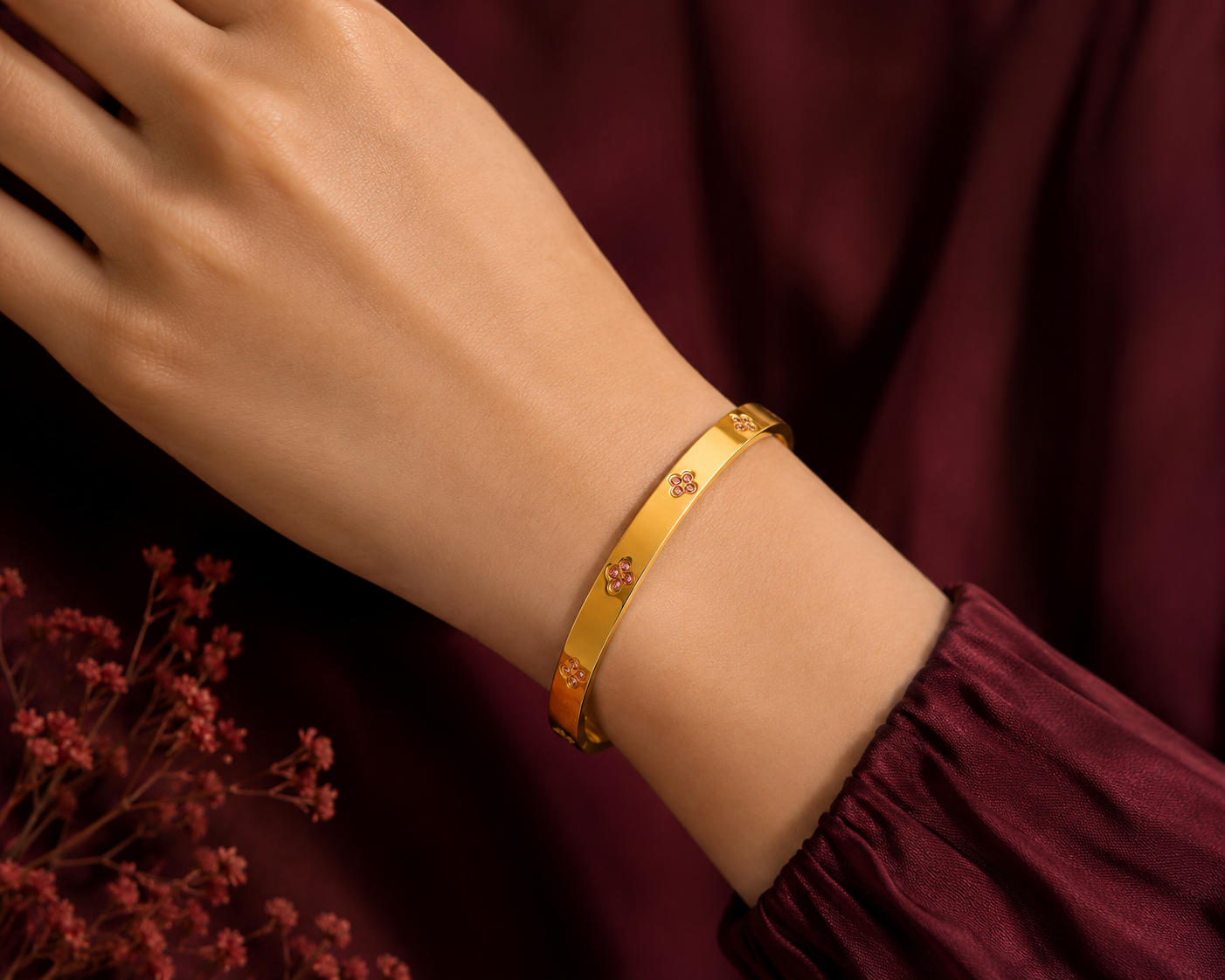 Acier inoxydable 1 Pièce Bracelet Royale Fleur Rosée