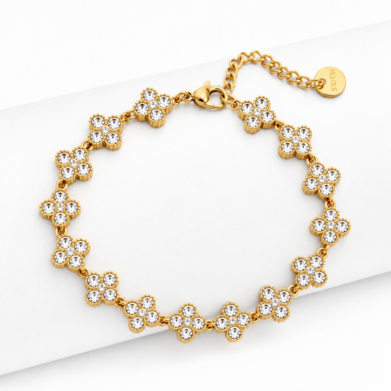 Acier Inoxydable - Bracelet Trèfle à Quatre Feuilles & Bracelet Jonc
