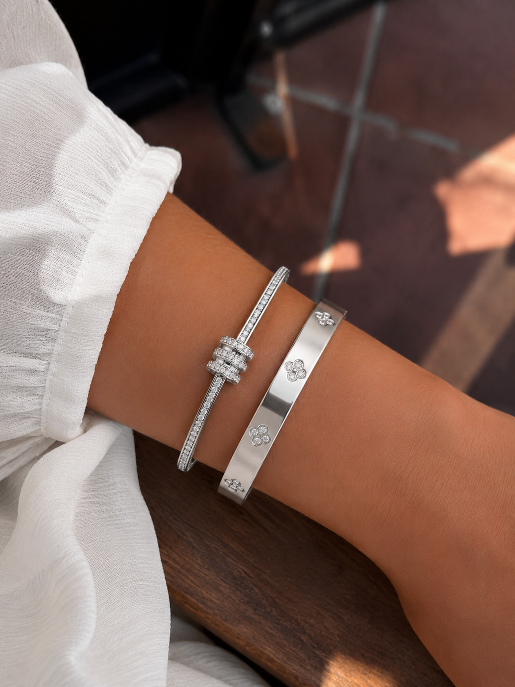 Acier inoxydable Bracelets ornés de cristaux scintillants