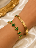 Acier Inoxydable - Bracelet Trèfle à Quatre Feuilles & Bracelet Jonc