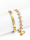 Acier Inoxydable - Bracelet Trèfle à Quatre Feuilles & Bracelet Jonc