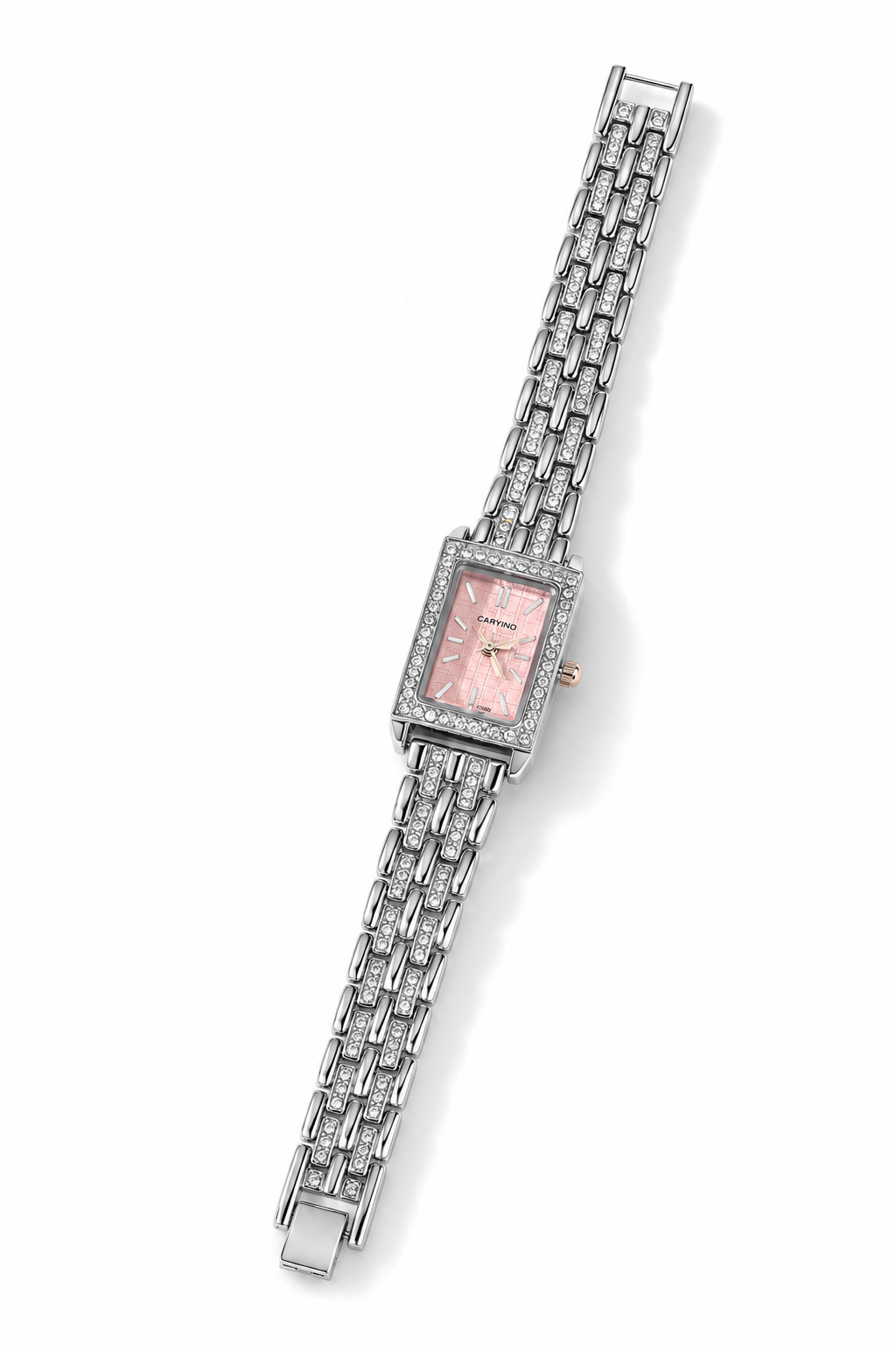 Montre Bijou Élégance Rose Argentée – Strass & Bracelet Acier Inoxydable