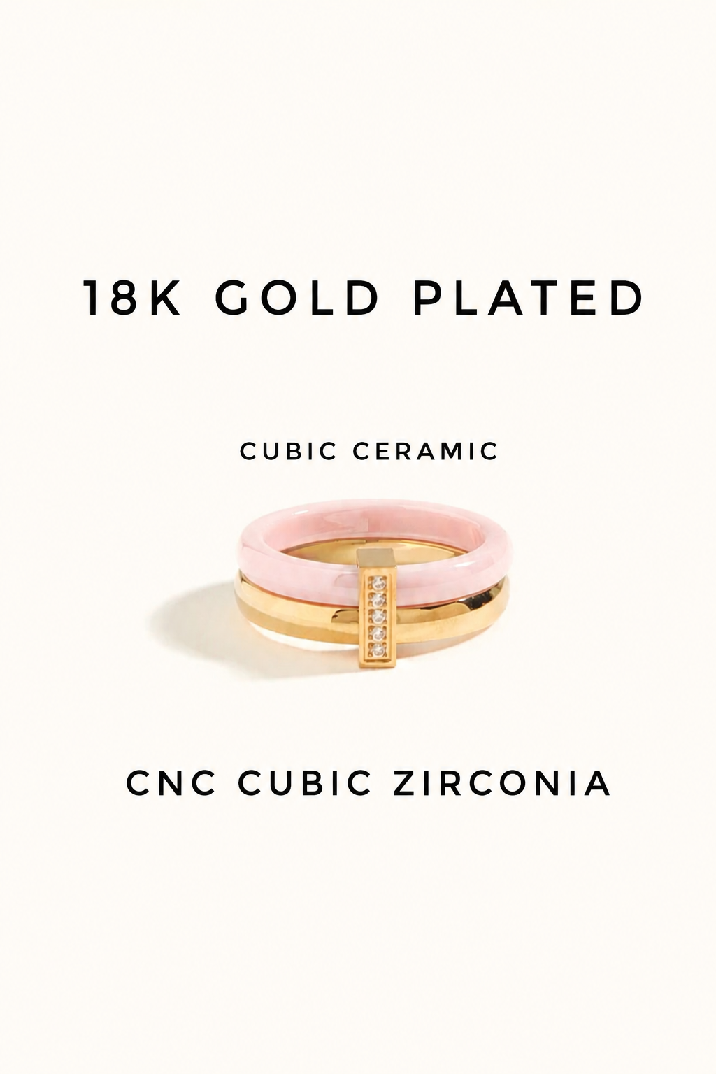 Bague Plaquée Or 18 Carats & Acier Inoxydable – Bague Rose
