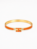 Acier Inoxydable - Bracelet Jonc H Élégance Orange Doré