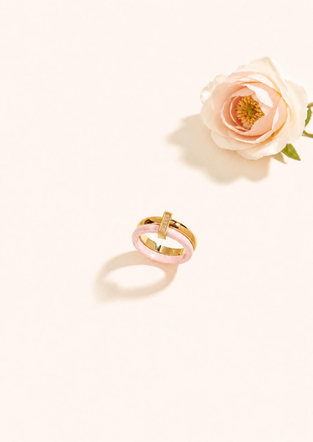 Bague Plaquée Or 18 Carats & Acier Inoxydable – Bague Rose