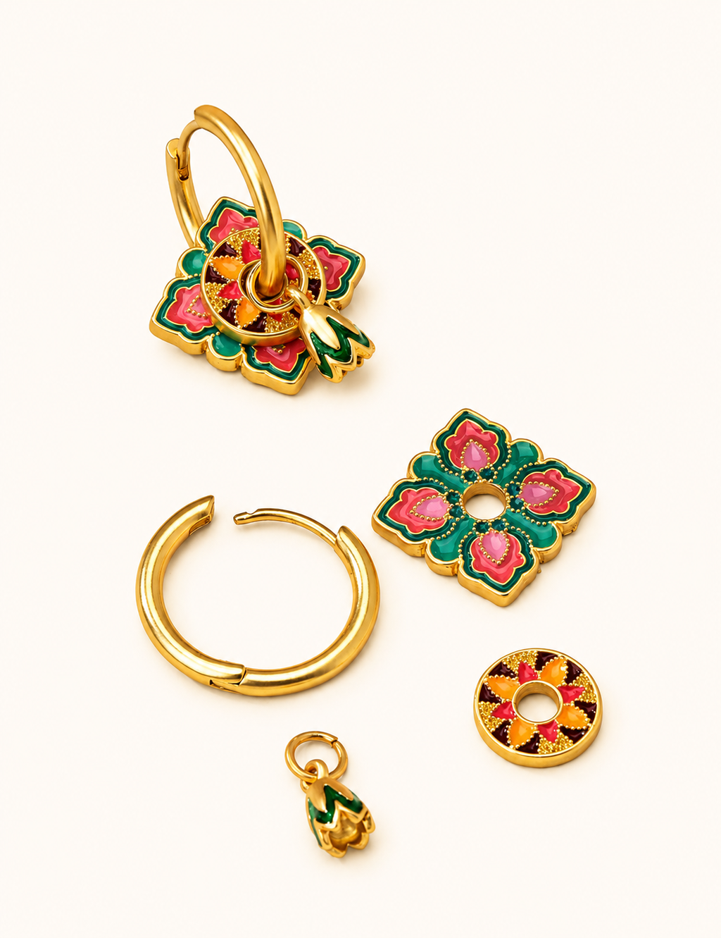 Acier Inoxydable - Boucles d’Oreilles Lotus Rose