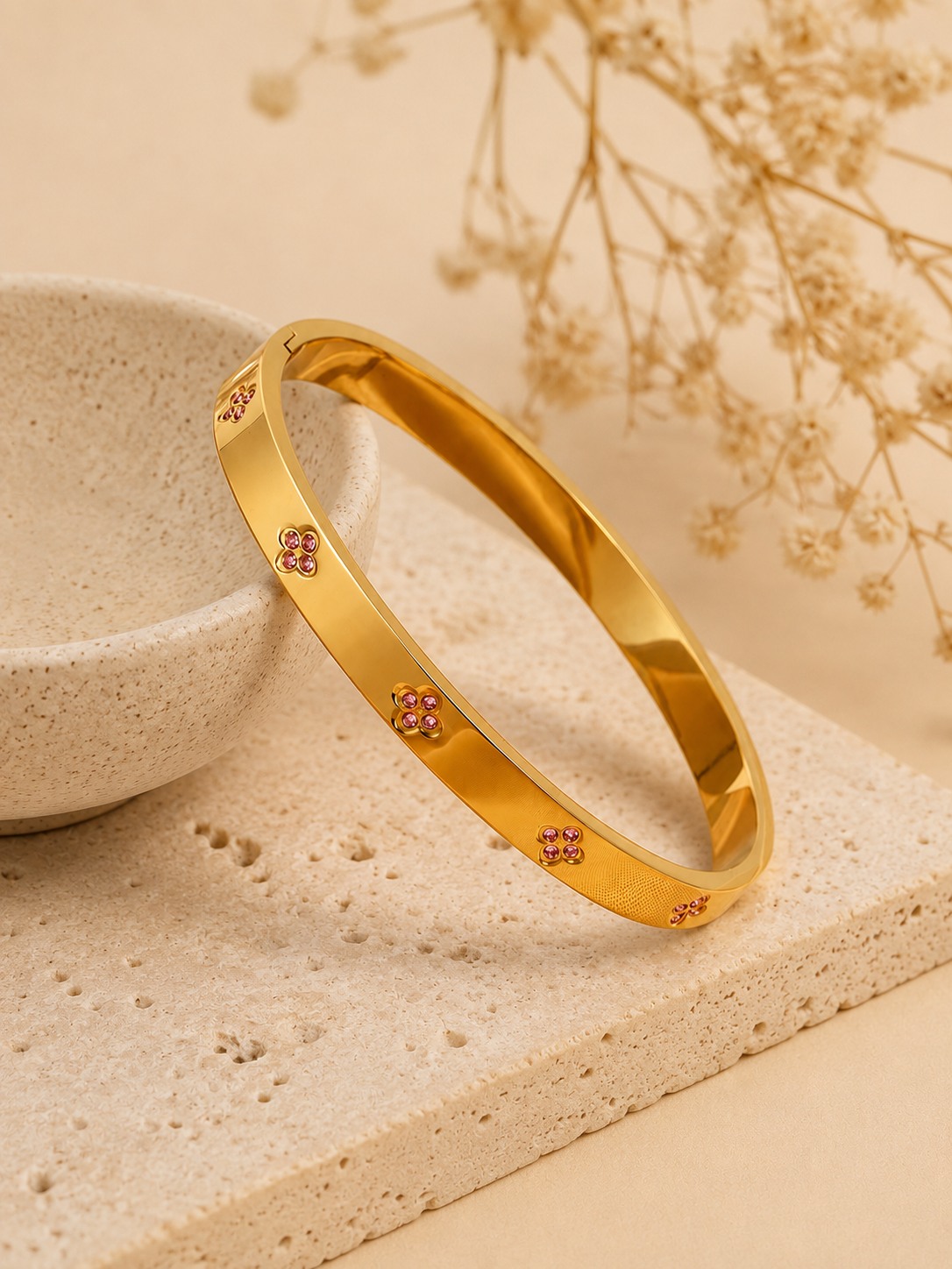 Acier inoxydable 1 Pièce Bracelet Royale Fleur Rosée