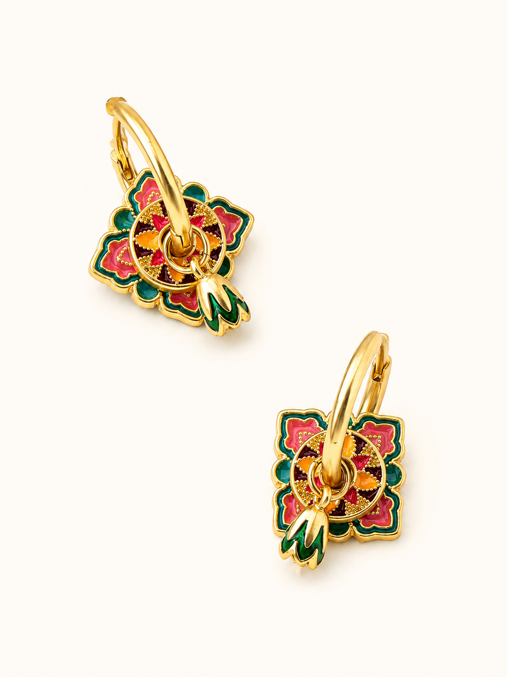 Acier Inoxydable - Boucles d’Oreilles Lotus Rose