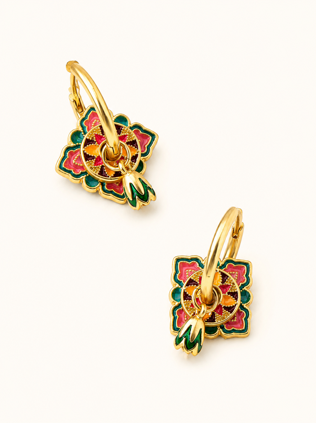 Acier Inoxydable - Boucles d’Oreilles Lotus Rose